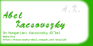 abel kacsovszky business card